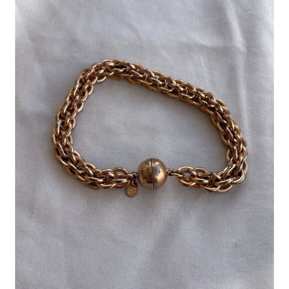 Vintage Milor Italy Bronze Link Magnetic Close Bracelet Women’s Sz 8” - Picture 2 of 10